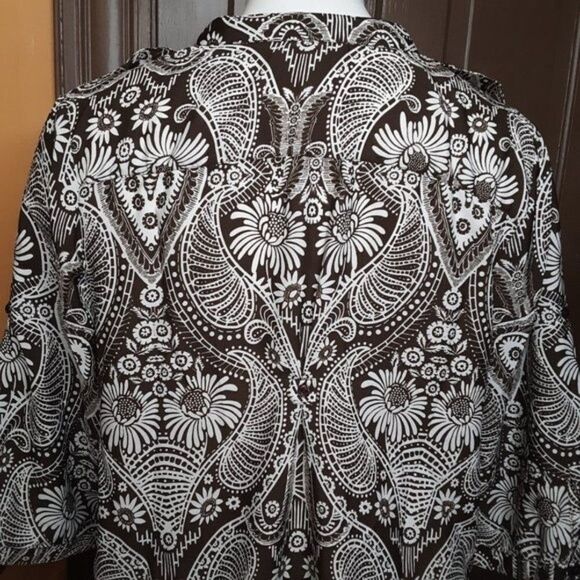 Denim 24/7 Women's V-Neck Brown Polyester Motif Blouse/Top size 24W - Picture 12 of 12